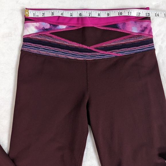Lululemon Full Length Flare Burgundy Wide Waistband Groove Pant Y2K Leggings Sz6 - Picture 6 of 16
